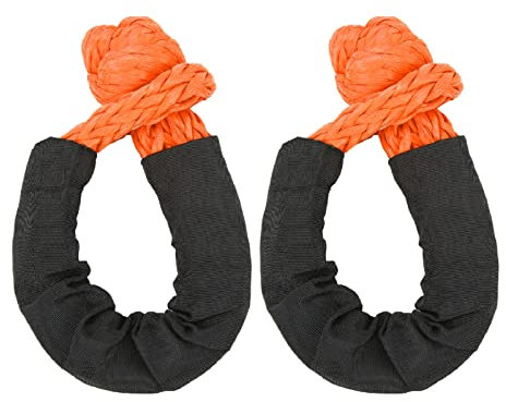2 Stück Recovery Soft Schäkel 35 Tonnen Leichter Seilschäkel für LKW SUVs Offroad-Fahrzeuge (Orange)