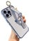 DEFBSC for iPhone 15 Pro Case with Wrist Strap, Cute Side Love Heart Plating Edge Phone Case with Heart Pattern Wristband Finger Holder Stand Soft TPU Bumper Shockproof Protective Case - Blue