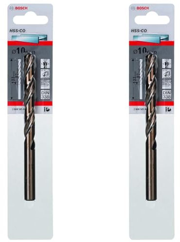 Bosch Professional Metallbohrer HSS-Cobalt, Grau/Gold, (Ø 10 mm) (Packung mit 2)