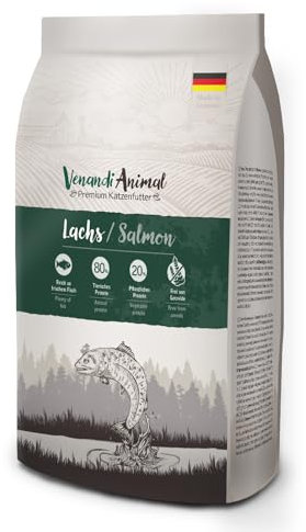 Venandi Animal - Premium Trockenfutter für Katzen - Lachs, 1er Pack (1 x 6,5kg), getreidefrei mit viel frischem Fleisch