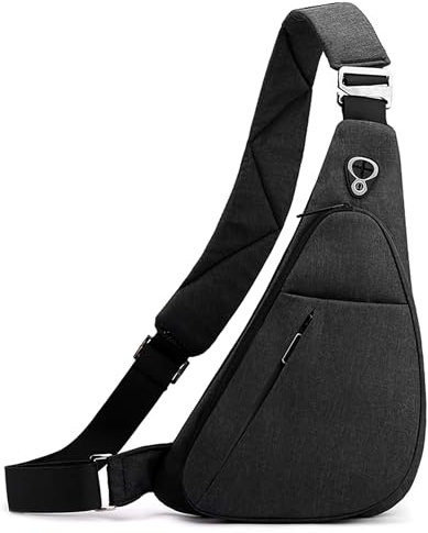 FOLOVEYA Brusttasche Herren Umhängetasche Klein Schultertasche Sling Bag Crossbody bag Leichte Sling Rucksack für Sport Radfahren Reisen Wasserdicht Polyester Chest Bag Linke Schulter Dunkelgrau