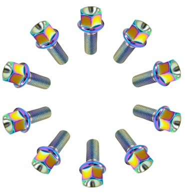 RISON-Titanium 20 Stück Titan Radschrauben Radbolzen Kugelbund R13 M14x1.5x35mm, Titanschraube Radbolzen-Set kompatibel mit Audi Volkswagen