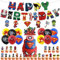 44Pcs Super- Birthday Decorations for Boys Home Super-Hero Party Balloons,Happy Birthday Banner Bunting,Cake Toppers,Hanging Swirls for Kids Baby Shower Cartoon Theme Party Supplies
