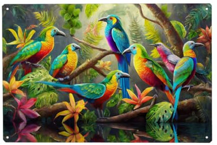 artboxONE Metall-Poster 40x60 cm Tiere Bunte Tropenvögel von Künstler Uwe Merkel