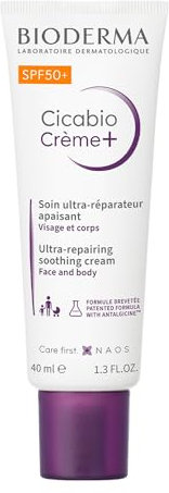 Bioderma Cicabio SPF50+ Cream - Repairing, Soothing & Protecting Cream with SPF 50+, Limits the Risk of Hyperpigmentation & Repairs Skin Exposed to Sun 40 ml