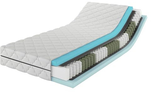 MSS e.K. MedicSpring 2-in-1 Taschenfederkern 150x200 | 2 Härtegrade in Einer Matratze H3 / H4 Federkernmatratze | Ergonomisch Designed und produziert in Deutschland 7 Zonen Oeko-TEX Zertifiziert