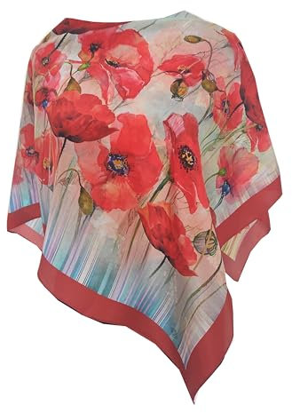 Original Damen Rot Russischer Pawlow Pavlovo Posad Schal Tuch Umschlagtuch Seidentuch Seidenhalstuch 100% Seide mit Blumen 89cm x 89cm