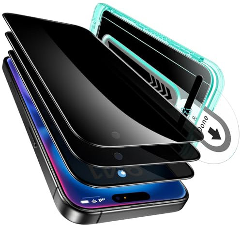 ESR für iPhone 16 Plus/ 15 Plus für Panzerglas, Displayschutzfolie, 3 Stück, Antispy Sichtschutzfolie aus gehärtetem Glas mit Flawless Fit Ablage, 9H Härte, kratzfest, HD