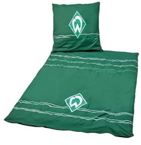 SV Werder Bremen GOTS Bettwäsche Übergröße grün (Raute, 155x220 (Decke) + 80x80cm (Kissen))