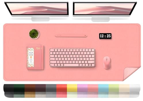 BLESWIN Tapis de Bureau - Tapis de Bureau en Cuir Double Face avec Daim, Protecteur de Table Imperméable, Tapis de Bureau D'ordinateur, Tapis de Souris pour Ecrire et Peindre (Rose, 120x43cm)