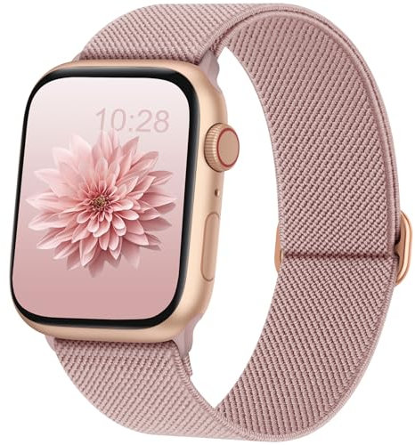 DigiHero Compatible with Apple Watch Straps 40mm 42mm 44mm 41mm 45mm 46mm 38mm, Elastic Stretchy Nylon Sport Solo Loop Replacement Band for iWatch Series 11 10 9 8 7 6 5 4, SE 3 2 1, Pink S