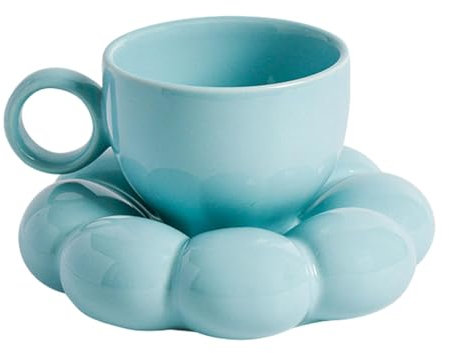 Taza de café decorativa,Taza de café con forma de flor - Taza de agua de flores,floral de cerámica de la taza de té y del platillo, del de la taza de la bebida del té de la flor para el uso en
