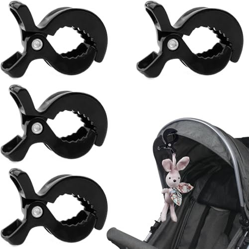 4 Stück Kinderwagen Klammer Universal,Clip Zur Befestigung Von Spielzeug,Kinderwagen Clips,Klammern Kinderwagen,Universal Kinderwagen Klammern,Für Liegestühle,Kinderwagen,Rollstühle (Schwarz)