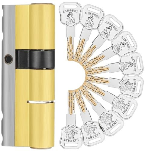 SchließZylinder 10 Tasten Lock Ersatz C Grade Sicherheitseingang Türschloss Zylinderknopf Zylinder trotzig Doppelzylinderschloss Zylinderschloss(A32.5B32.5 L65mm)