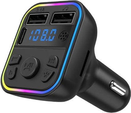 Générique - Émetteur FM - Adaptateur Bluetooth pour Voiture, Transmetteur Radio FM Sans Fil, Multifonctionnel, Multicolore, Bluetooth, USB, FM