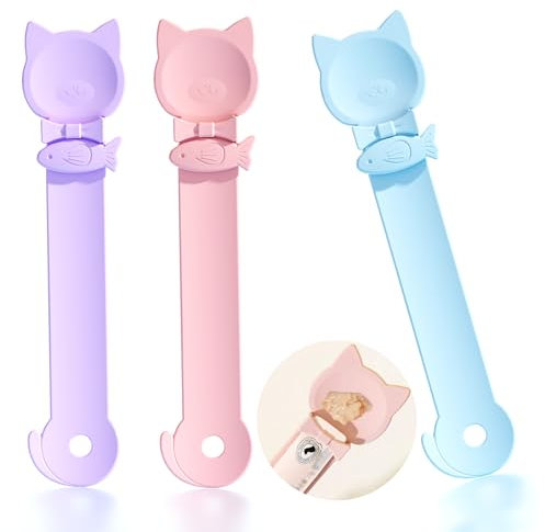 Zephyra 3 Stück Katzenfutter Löffel, Happy Spoon für Liquid Snacks Katze, Katzenlöffel für Schleckies und Nassfutter, Praktische und Robuste Futterlöffel für Cat Treats, 3 Farben