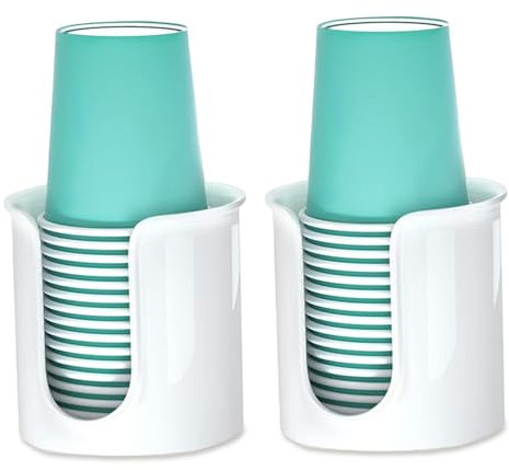 Dispensador de vasos de baño para enjuague bucal, 2 unidades, 2,8 x 3,4 pulgadas, portavasos de baño, dispensador de vasos de papel de plástico blanco, dispensador de vasos multiusos para oficina, sal