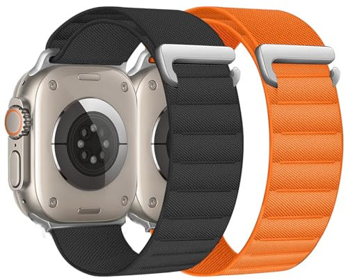 Chinbersky 2 Stück Alpine Loop Armband Kompatibel mit Apple Watch Ultra Armband 49mm 45mm 44mm 46mm 42mm, Stoff Verstellbare Sport Nylon Ersatzarmband für iWatch Ultra 2 SE Series 10 9 8 7 6 5 4 3 2 1