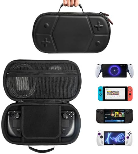 AARONMEI Portable Carrying Case Storage Bag Compatible with Nintendo Switch/PlayStation Portal/Steam Deck OLED/ROG Ally/Logitech G Cloud & MSI Claw Gaming Devices (Black)