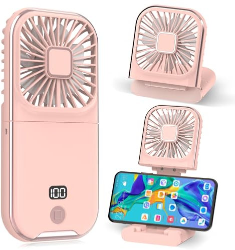 Dealswin Mini Ventilador de Mano Portatil USB Ventoinha Portátil Pequeño de 4 Velocidades Ventilador Recargable Plegable Ventiladors Escritorio Fan para Oficina Hogar Viajes (Rosa)