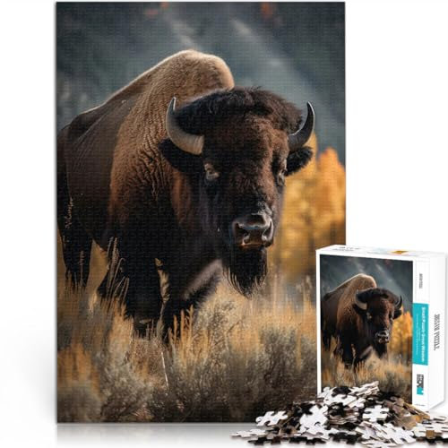 1000-teiliges Puzzle für Teenager Familienspiel zum Stressabbau, schwierige Herausforderung Prächtiger Bison tolles Geschenk50x70cm