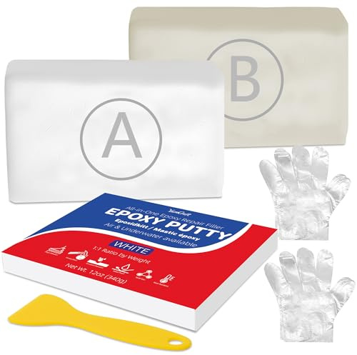 Epoxy Putty, 12oz/340g Fast Repair Plumbers Putty, High Strength AB Epoxy Puttys Fix Leaks, Cracks and Fill Holes, 2 Part Sculpt Clay for Bonding Metal, Wood, Tile, Ceramics (White)