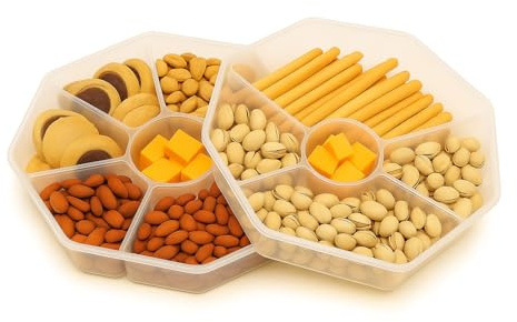 8-Section Nibbles Tray – Pack of 2 | Multi-Compartment Serving Platter for Snacks, Party Food & Appetisers | Reusable Compartments for Home, Events & Entertaining
