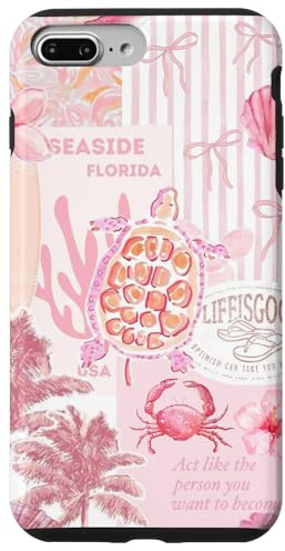 Cute Aesthetic Beach Summer Coastal Pink Preppy Collage Case for iPhone 7 Plus/8 Plus