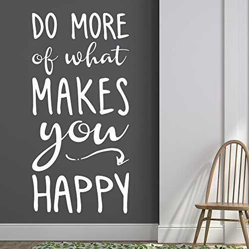 Wandtattoo Do more of what makes you happy! | Englischer Wandspruch | Farbe schwarz, Größe 39x80cm