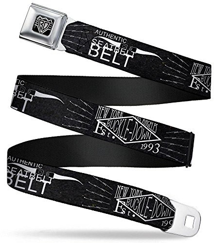 Buckle-Down BD Sicherheitsgurt NY-LA schwarz/weiß – 2,5 cm breit – 50,8-91,4 cm lang - - 4 cm Breit-81/132 cm Länge