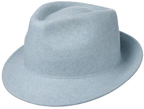 Lipodo Trilby Hut aus Wollfilz Herrenhut Made in Italy Herbst Winter hellblau L (58-59 cm)