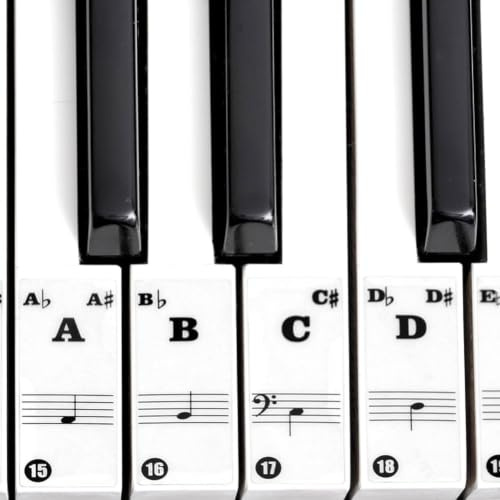 Piano Stickers, Transparent High-adhesive Removable Piano Keyboard Stickers Notes Labels for 61/88 Key Electronic Pianos Kids Beginner Instrument Piano Accessory(Black)