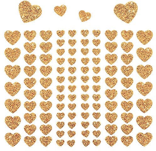 Oblique Unique® 106 Herz Aufkleber mit Glitzer Effekt in Champagner Herzen Sticker für Scrapbooking Deko Basteln