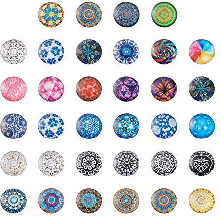 Pandahall 1 scatola stampato cabochon in vetro 25 mm, Mosaic, 25mm (1 Inch)