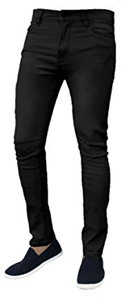 Mad Ink Mens Denim Super Stretch Skinny Slim FIT Jeans All Waist & Leg Sizes (38W X 30L, Black)