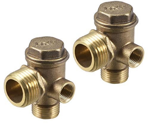sourcing map Air Compressor Check Valve, Male 3/8PTxMale 1/2PTxM10 Female Thread, 3 Way Pneumatic Accessory, Brass for Central Pneumatic Air Compressor 2pcs