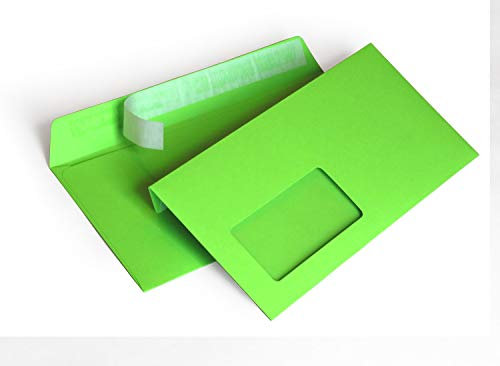 Briefumschläge DIN lang C6/5 114x229 mm grün 120 g/m² mit Fenster haftklebend (208AF) (100)