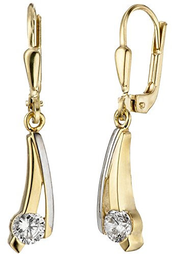 Jobo Damen-Ohrringe hängend aus 8 Karat 333 Gold Bicolor mit Zirkonia