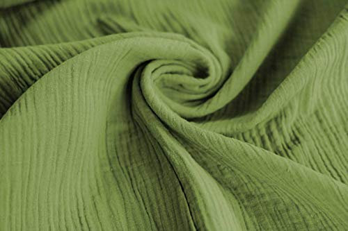 50x130cm Musselin Stoff uni Oeko-Tex zertifiziert Meterware Mulltuch Baumwolle, Farbe:pistaziengrün