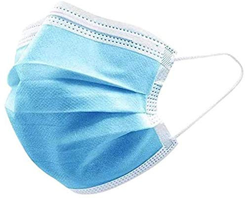 50x Staubschutzmaske, Einwegmaske, 3-lagig, 50 Stück, hellblau, Gummizug