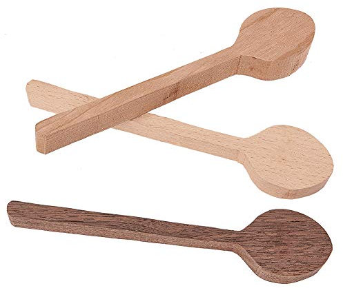 GORGECRAFT 3pcs Wood Carving Spoon Blank Cherry Wood Spoon Beech and Walnut Unfinished Wooden Craft Kit for Whittler Starter