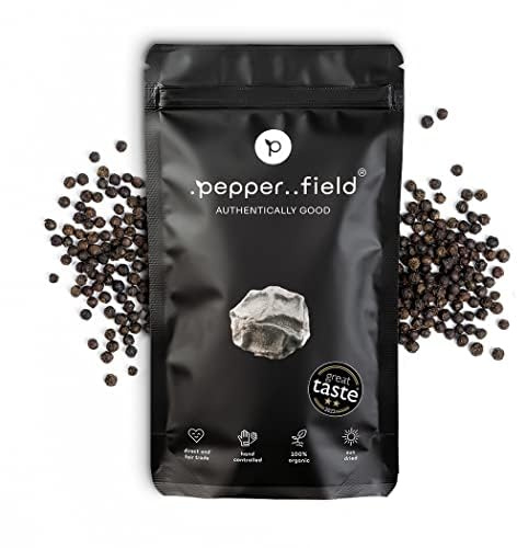 Pepper Field Poivre noir de Kampot 100 g – Grains de poivre entiers | Kampot Peppercorns IGP du Cambodge – Poivre noir entier, Whole Black Pepper pour moulin, steak & grillades