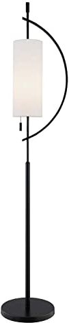 Lite Source Floor LAMP, Black/Off-White Fabric Shade, E27 Type A 60W LS-83505BLK/WHT