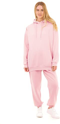 M17 Womens Ladies Recycled Oversized Hoodie Soft Cosy Sweatshirt Hooded Top Long Sleeve Pullover with Pocket (M, Pink) 5056242844983