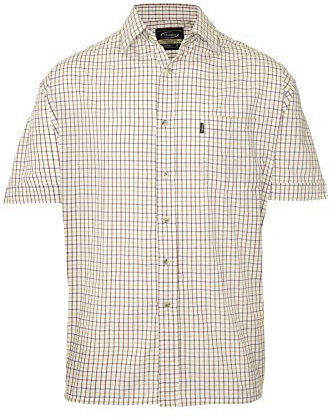 WALKER AND HAWKES - Men's Easy Care Short Sleeve Country Shirt - Red - Large (42'')