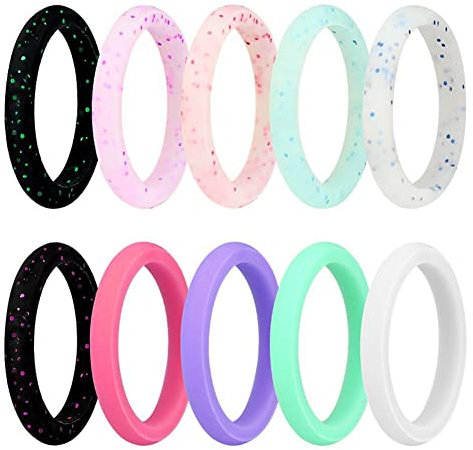 Corato Frauen 10 Stück Silikon Schlicht Ring 2.7mm Hochzeit Verlobung Ring für Damen Freundschaftsring Partnerring Größe 62