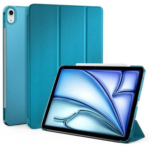 EasyAcc Funda Compatible con iPad Air 11 Pulgadas M3/M2 (2025/2024), iPad Air 5/4 (10,9 Pulgadas, Modelo 2022/2020, 5a/4a Generación) Ligera Translúcida, Parte Trasera Esmerilada, Azul eléctrico