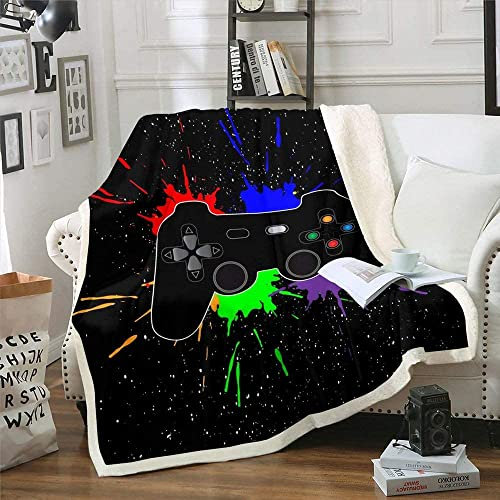 Homewish Spielen-Fleecedecke Aquarell Galaxy Tie Dye Plüsch-Bettdecke für Kinder Teenager Jugendzimmer Spieler Videospiele Überwurfdecke Moderne Mode Raumdekoration Bettdecken, 150 x 200