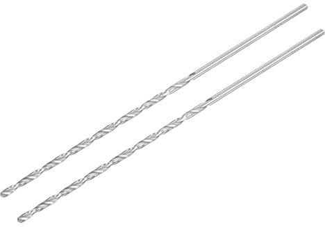 sourcing map HSS(High Speed Steel) Extra Long Twist Drill Bits, 3mm Drill Diameter 160mm Length for Hardened Metal Woodwork Plastic Aluminum Alloy 2 Pcs