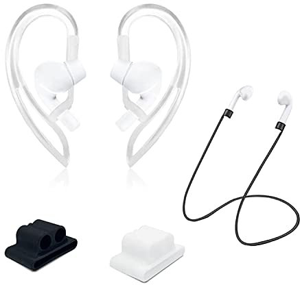 1 Paar Silikon-Kopfhörer Mit Anti-Drop-Ohrhaken, 2 Stück Kopfhörer-Organizer und 1 Anti-Verlust-Kabel